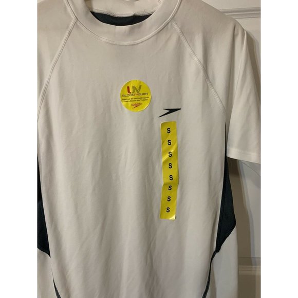 NEW Men's Sz S Speedo UV Block the Burn Shirt‎ White - Picture 1 of 8